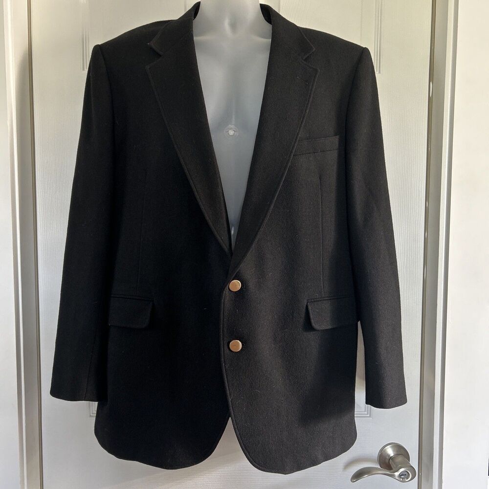 Brooke & Deane Men's Black Wool Suit Jacket Blazer Sport Coat 44 Long
